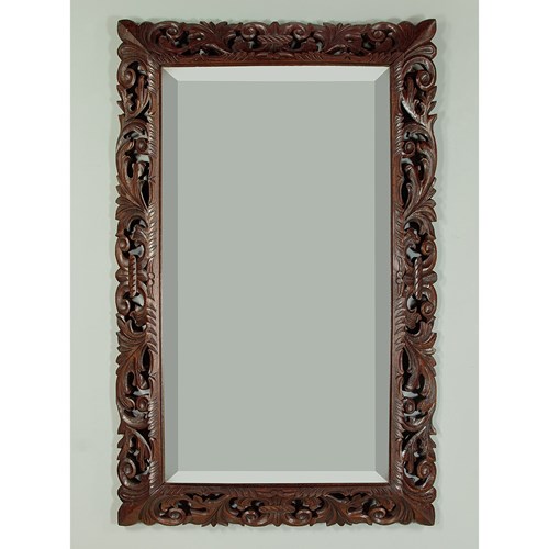 Large Carved Oak Cushion Frame Mirror C.1890