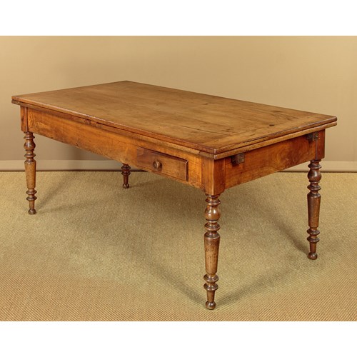 French Cherry Farmhouse Kitchen Dining Table With Extending Leaves C.1860