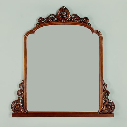 Walnut Overmantle Mirror C.1860
