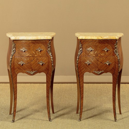 Pair Of Marquetry Inlaid Bedside Tables