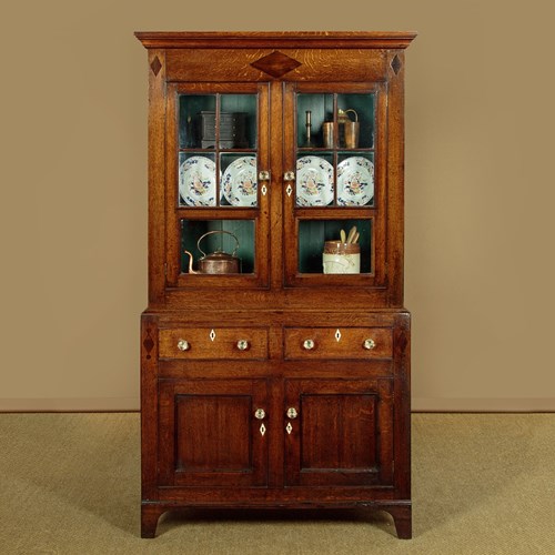 Welsh Oak Cwpwrdd Gwydr C.1820