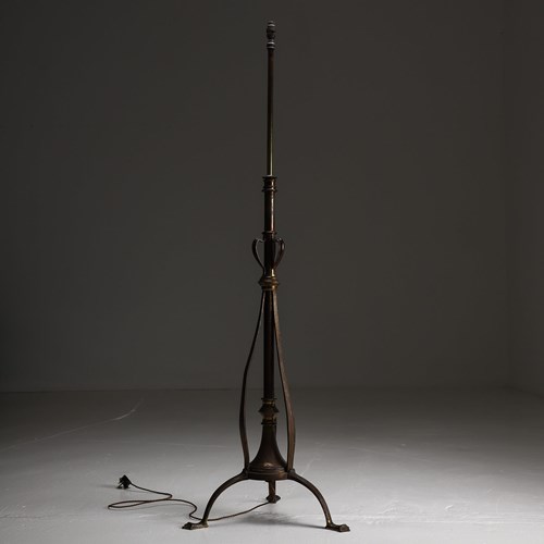 Aged Brass Art Nouveau Floor Lamp