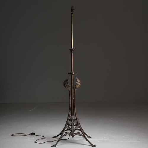 Aged Copper Art Nouveau Floor Lamp