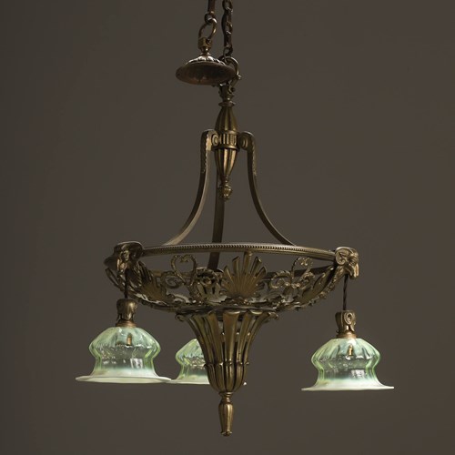 Antique Cast Brass Gec Chandelier