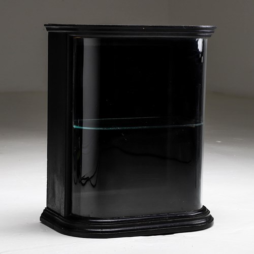 Antique Ebonished Curved Fronted Display Cabinet