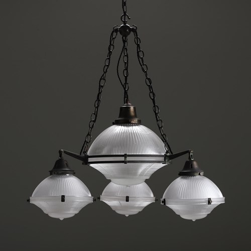 Antique Xl Holophane Chandelier