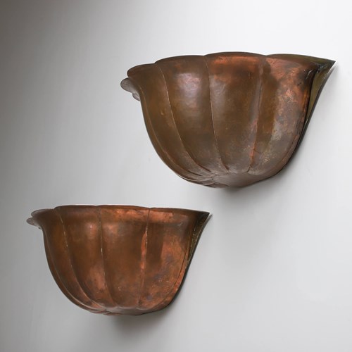 Hammered Copper Scalloped Wall Sconces