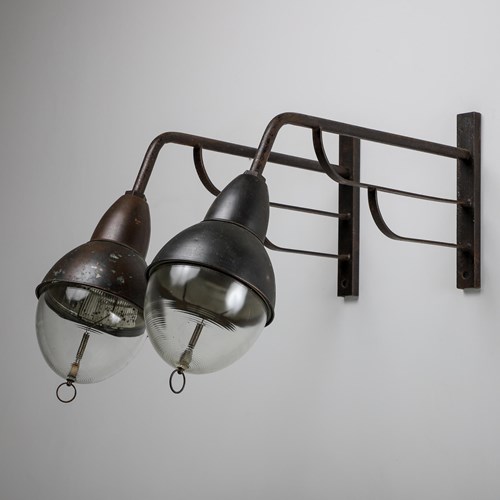 Industrial Copper Holophane Wall Lights