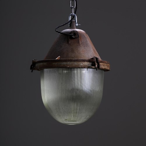 Large Industrial Prismatic Pendant Light – Rust – 3 Available
