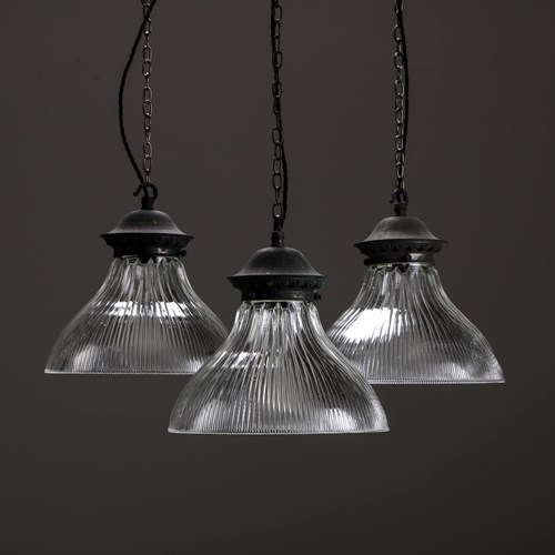 Large Ornate Holphane Pendant – 4 Available