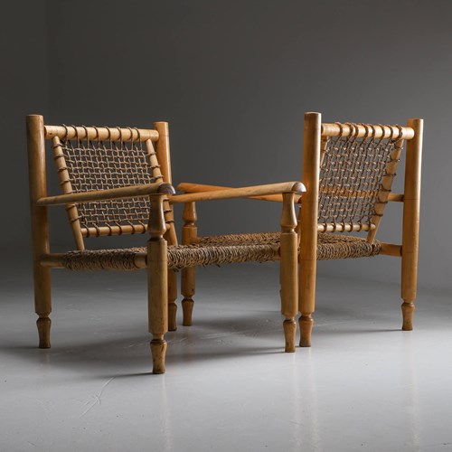 Pair Of Vintage Bamboo Lounge Chairs