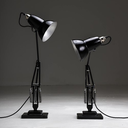 Pair Of Black Herbert Terry 1227 Desk Lamps