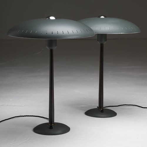 Pair Of Mid Century Table Lamps By Louis Klaff For Philips