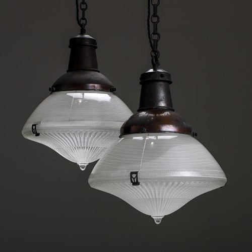 Scarce Run Of Usa Holophane Prismatic Lanterns