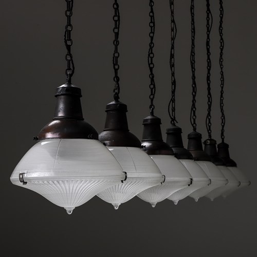 Scarce Run Of Usa Holophane Prismatic Lanterns – 7 Available