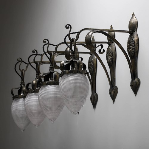 Set Of Four Art Nouveau Holophane Wall Lights