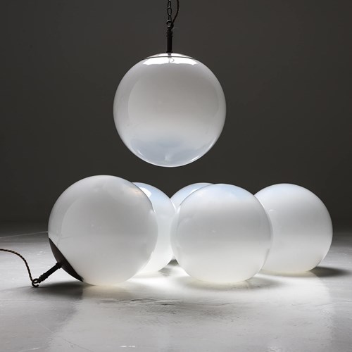 Vinatge Two Tone Opaline Globes – 6 Available