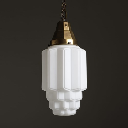 Xl Art Deco Skyscraper Opaline Pendant Light