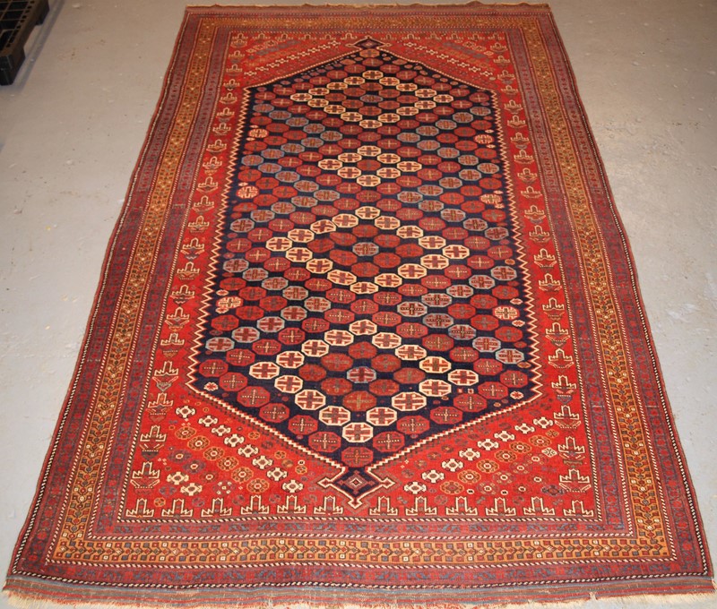 Antique Afshar Long Rug with Large Medallion-cotswold-oriental-rugs-p1105654-main-637746577986433424.JPG