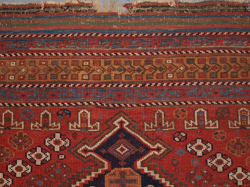 Antique Afshar Long Rug with Large Medallion-cotswold-oriental-rugs-p1105661-main-637746578163781378.JPG