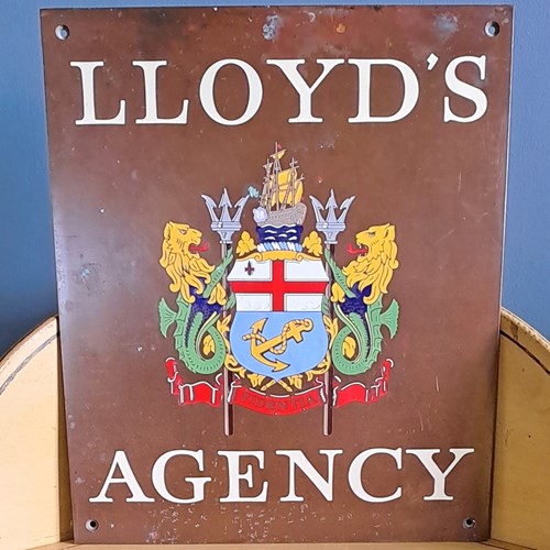 Solid Bronze And Enamel Lloyd's Agency Marine Insurance Building Sign Plaque