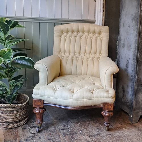 Large Victorian Walnut Armchair 