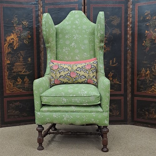 Large Victorian Wing Armchair In The Queen Anne Style