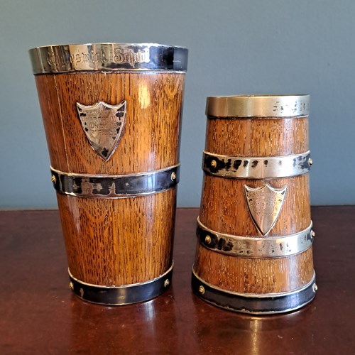 Victorian Coopered Beaker And Tankard