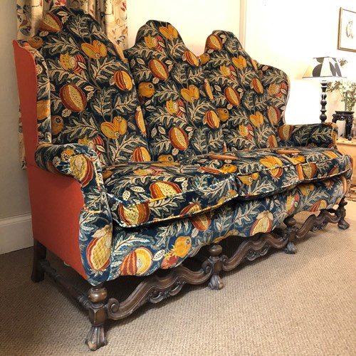 Large Newly Upholstered Carolean Style Sofa