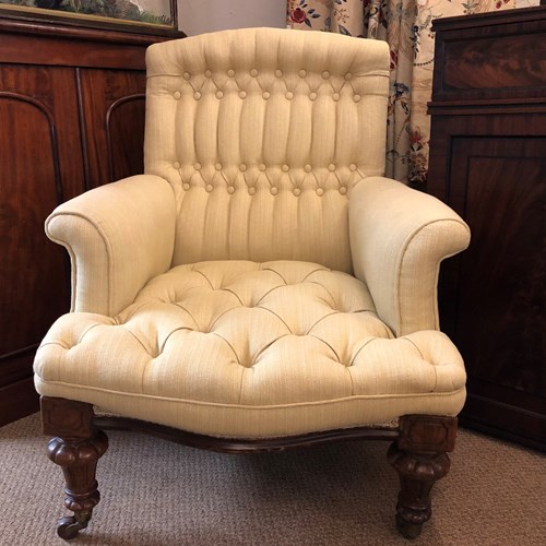 Large Victorian Walnut Armchair 