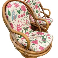 A pair of 1960s italian bamboo swivel chairs