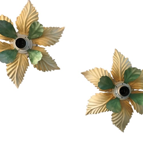 A pair of italian tole wall or ceiling lights