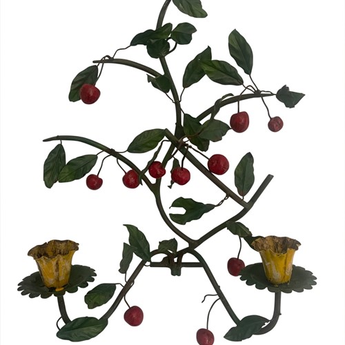 A Sicilian Cherry Tole Sconce, Italian , 1940S