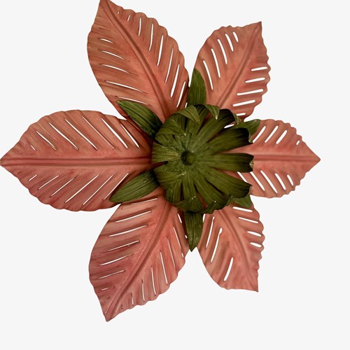 A Rare Italian Pink & Green 'Leafy Palm' Ceiling Light By Sergio Terzani, 1970S