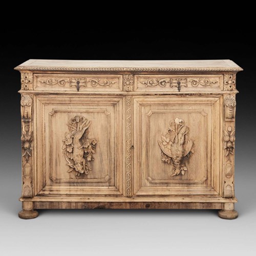 19Th Century Carved Bleached Oak Enfilade