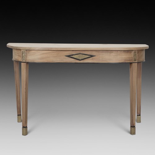 19Th Century English Bleached Mahogany D Shaped Console Table