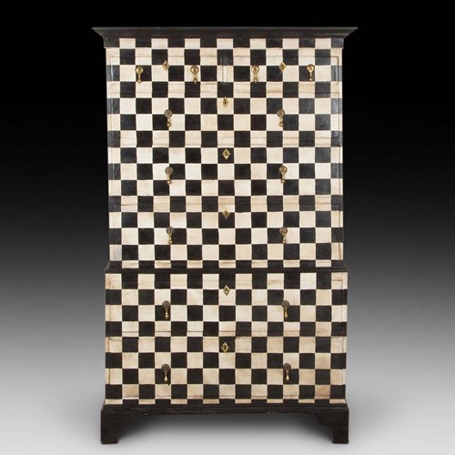 19Th Century English Chequer Painted Chest On Chest