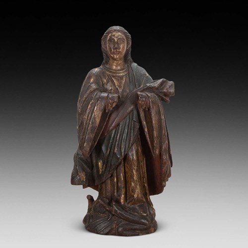 19Th Century French Carved Wood Religious Figure
