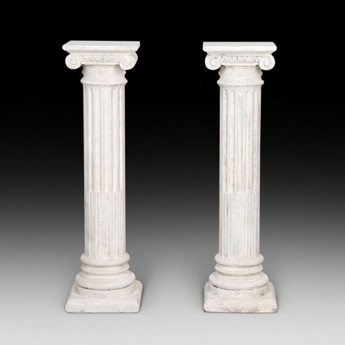 19Th Century Pair Of Painted Columns