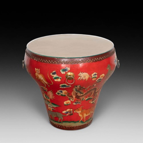 20Th Century Decorative Painted Drum
