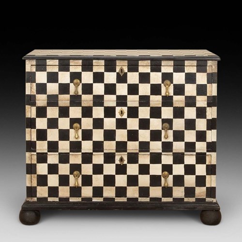 20Th Century English Painted Chequered Chest Of Drawers