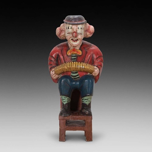 20Th Century Painted Wood Clown