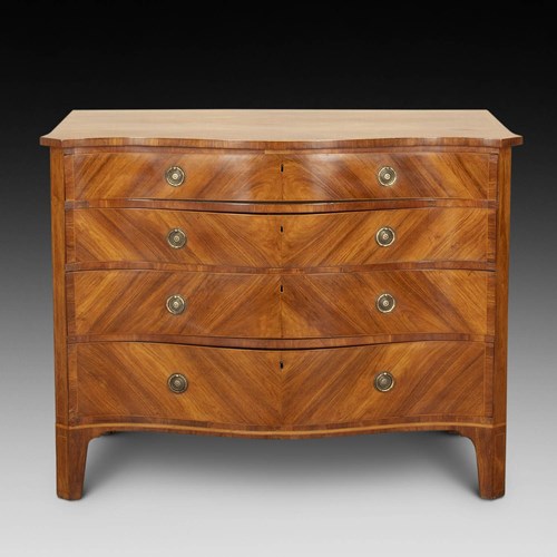 Early 19Th Century English Serpentine Kingwood Chest Of Drawers