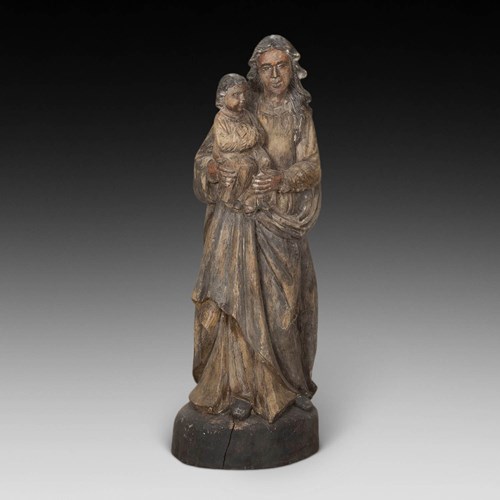 Early 20Th Century Carved Wooden Religious Figure
