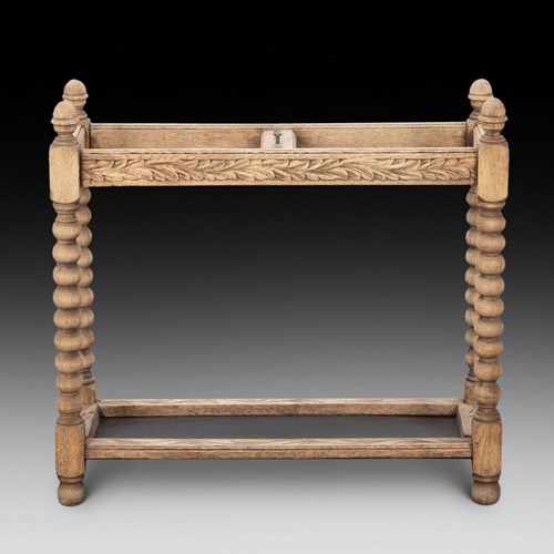 English 19Th Century Bleached Oak Stick Stand