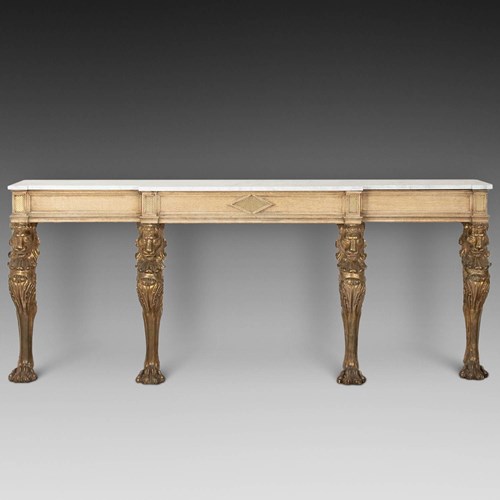 Large 20Th Century English Bleached Oak Console Table