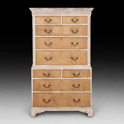 Late 18Th Century English Bleached Mahogany Painted Chest On Chest