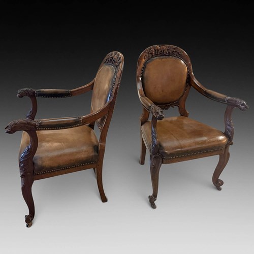 Pair Of 19Th Century Anglo-Indian Rosewood Armchairs