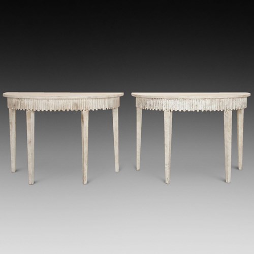 Pair Of 19Th Century English D Shaped Console Tables