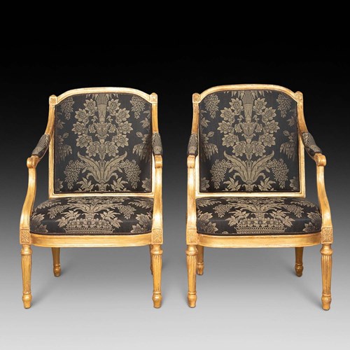 Pair Of 19Th Century Gilt Armchairs